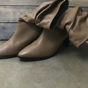 Adrianna Papell Taupe Slouchy Leather Ankle Boots